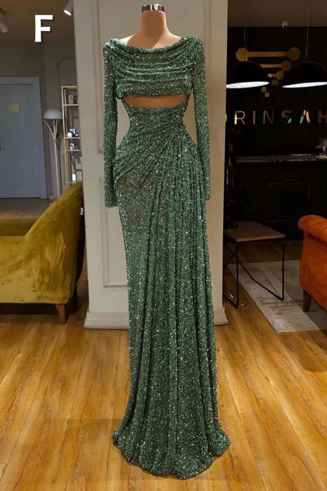 Glitter Off-the-Shoulder Slim Mermaid Prom Party GownsSleeveless Mermaid Evening Gowns - Image 6