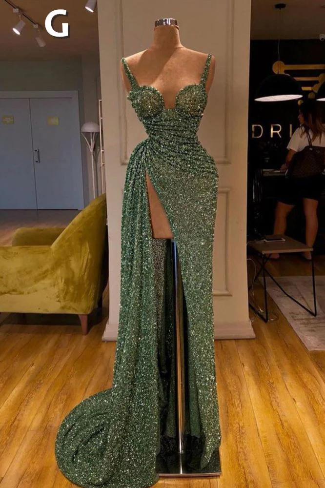Glitter Off-the-Shoulder Slim Mermaid Prom Party GownsSleeveless Mermaid Evening Gowns - Image 7