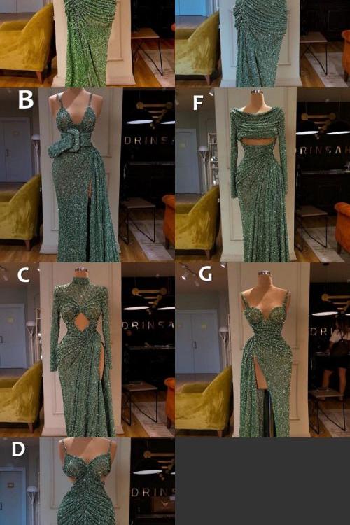 Glitter Off-the-Shoulder Slim Mermaid Prom Party GownsSleeveless Mermaid Evening Gowns - Image 8