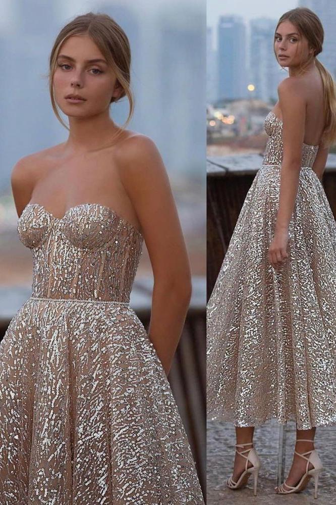 Glliter Seeveless Prom Evening Dress Backless Cocktail Party Dress - Image 2
