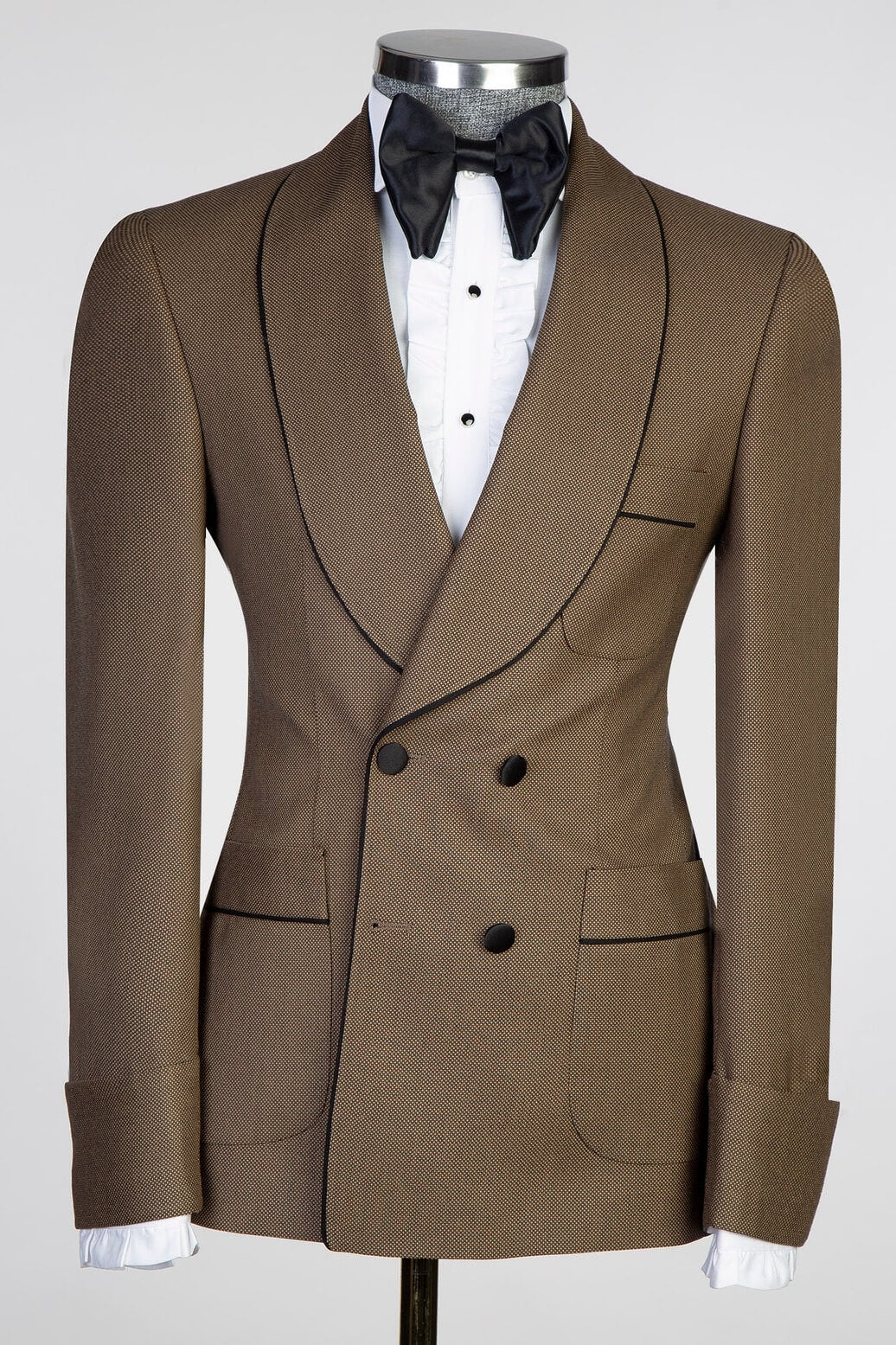 Golden Brown Formal Suit with Black Sash for Wedding - Image 3
