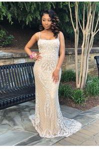 Gorgeous Beading Appliques Spaghetti Lace-up Long Mermaid Evening Dresses - Image 2
