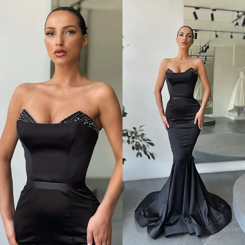 Gorgeous Black Mermaid Beadings Long Evening Gowns - Image 3