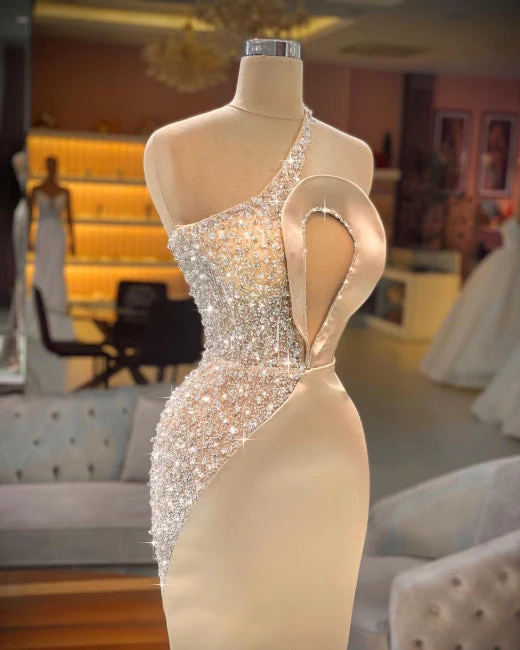 Chic Champagne Sleeveless Mermaid Prom Dresses Long Evening Gowns - Image 2