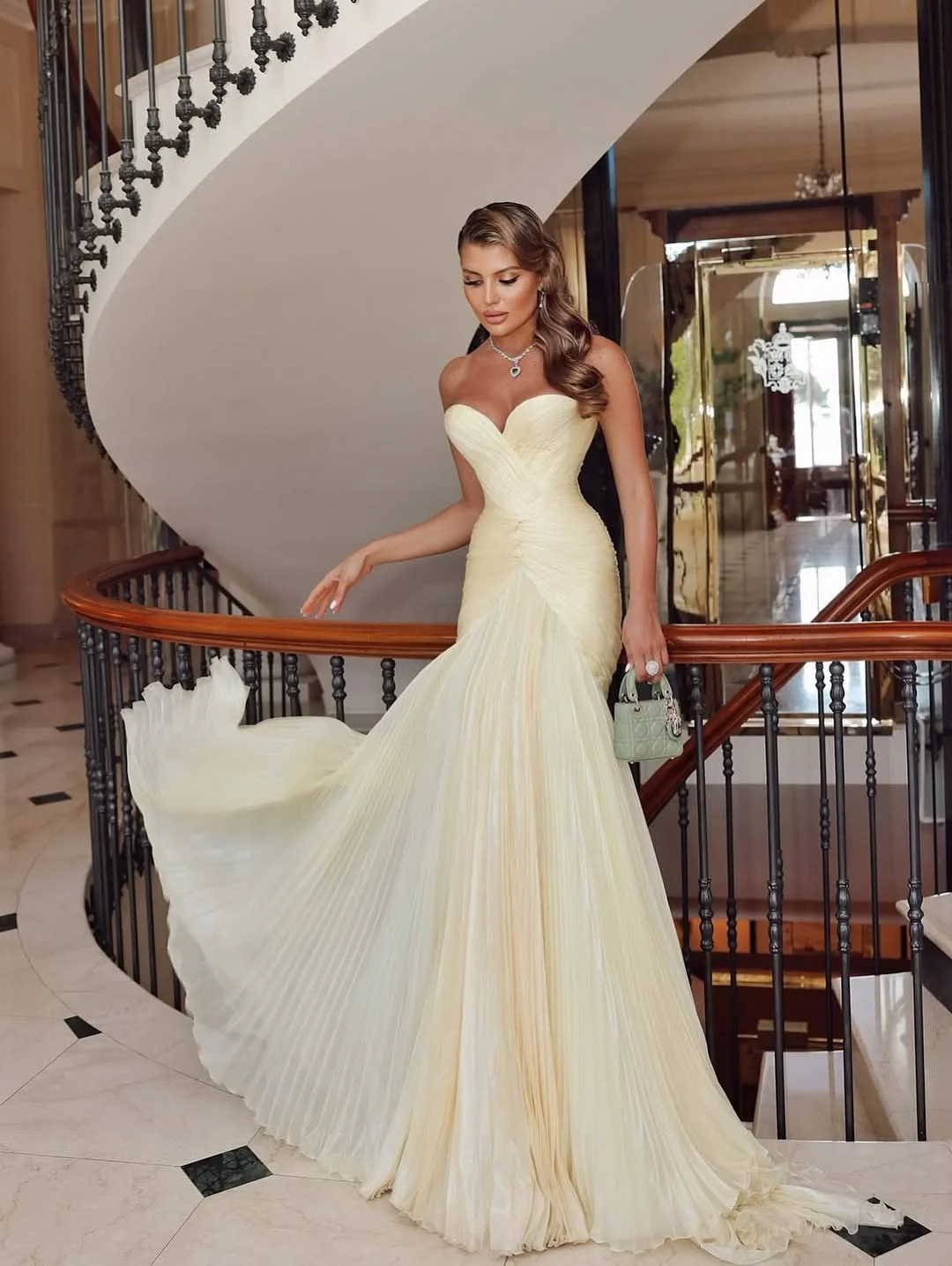Gorgeous Daffodil Sweetheart Mermaid Prom Dress Long With Pleats On Sale - Image 2