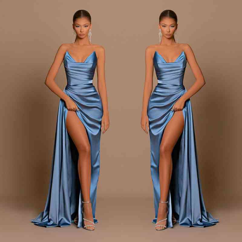 Gorgeous Dusty Blue Sweetheart Prom Dress Mermaid Slit Long On Sale - Image 3