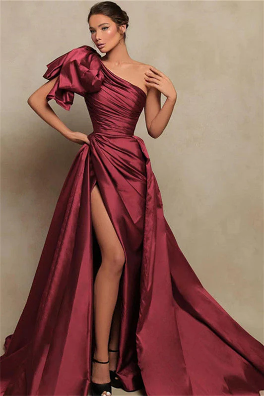 Gorgeous One Shoulder Mermaid Prom Dress Long Slit Online - Image 2