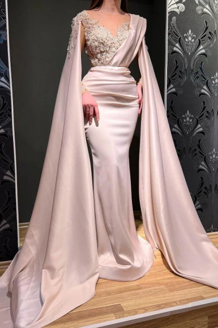 Amazing Red Mermaid Prom Dress V-Neck Long On Sale - Image 3
