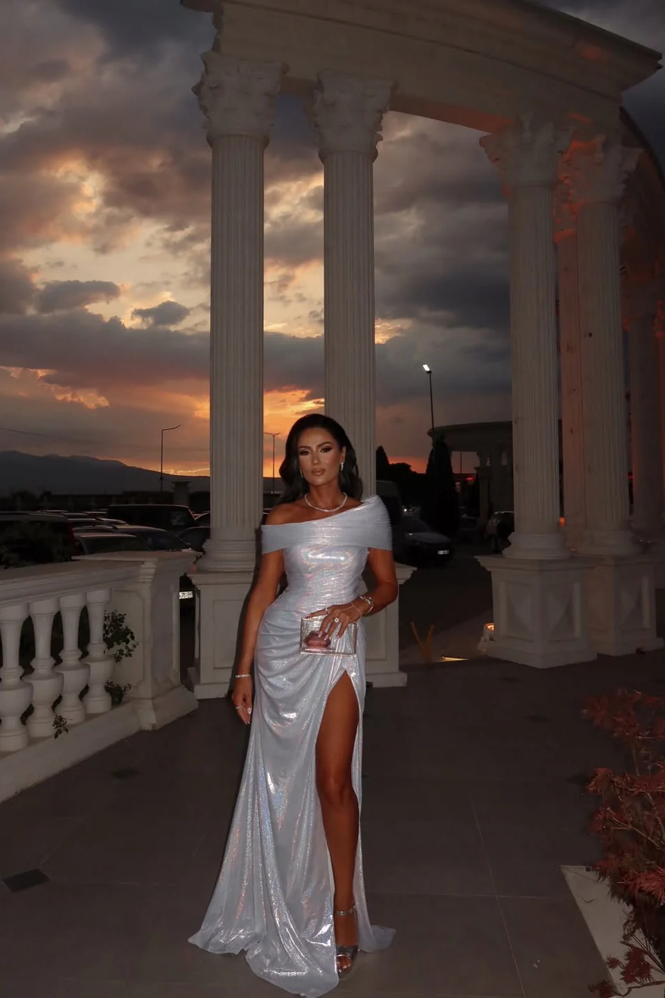 Gorgeous Silver Portrait Sleeveless Sequins Prom Dresses High Split Long On Sale - Image 3