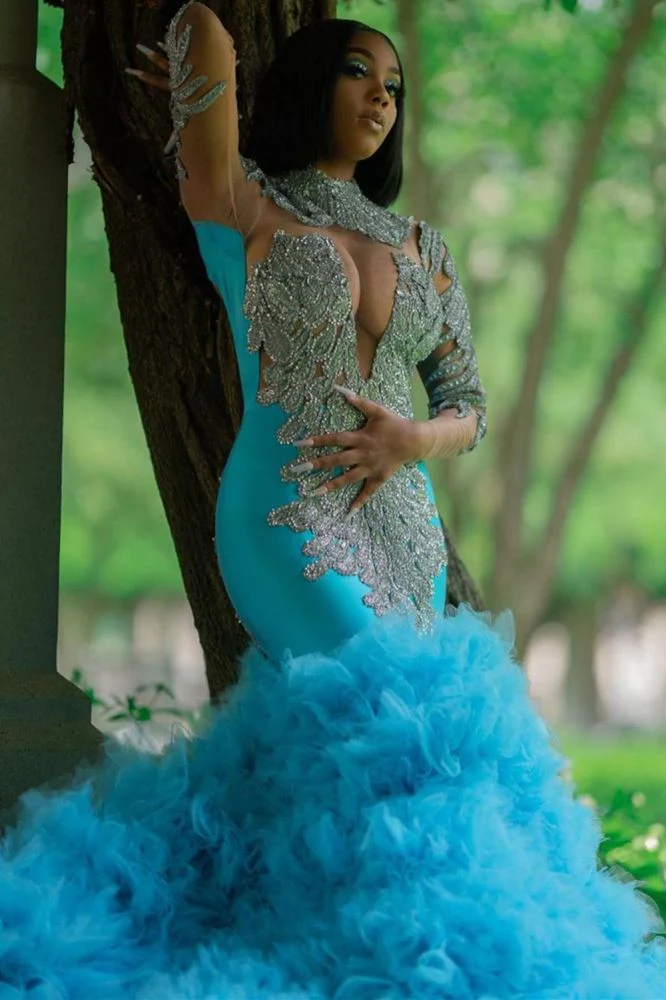 Gorgeous Slim Mermaid Evening Gowns with sleeves bridal and evening wear - Image 2