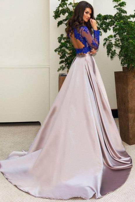 Gorgeous Two Piece Formal Dress Long Sleeves Lace Evening Dress - Image 2