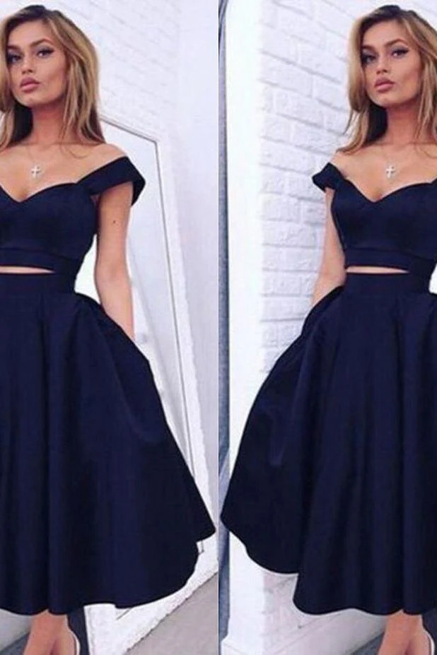Gorgeous Two pieces Off-the-shoulder Prom Party GownsShort Homecoming Dress - Image 3