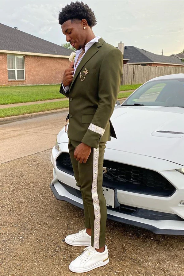 Grass Notched Lapel Two-Button Prom Suit - Image 2