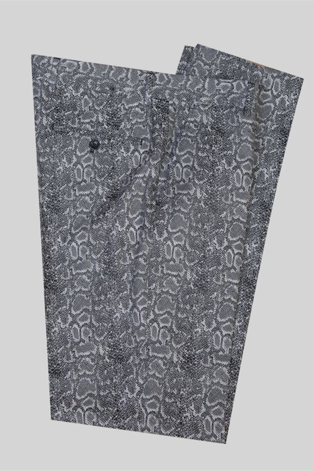 Gray Double Breasted Jacquard Wedding Men Suits with Black Lapel - Image 4