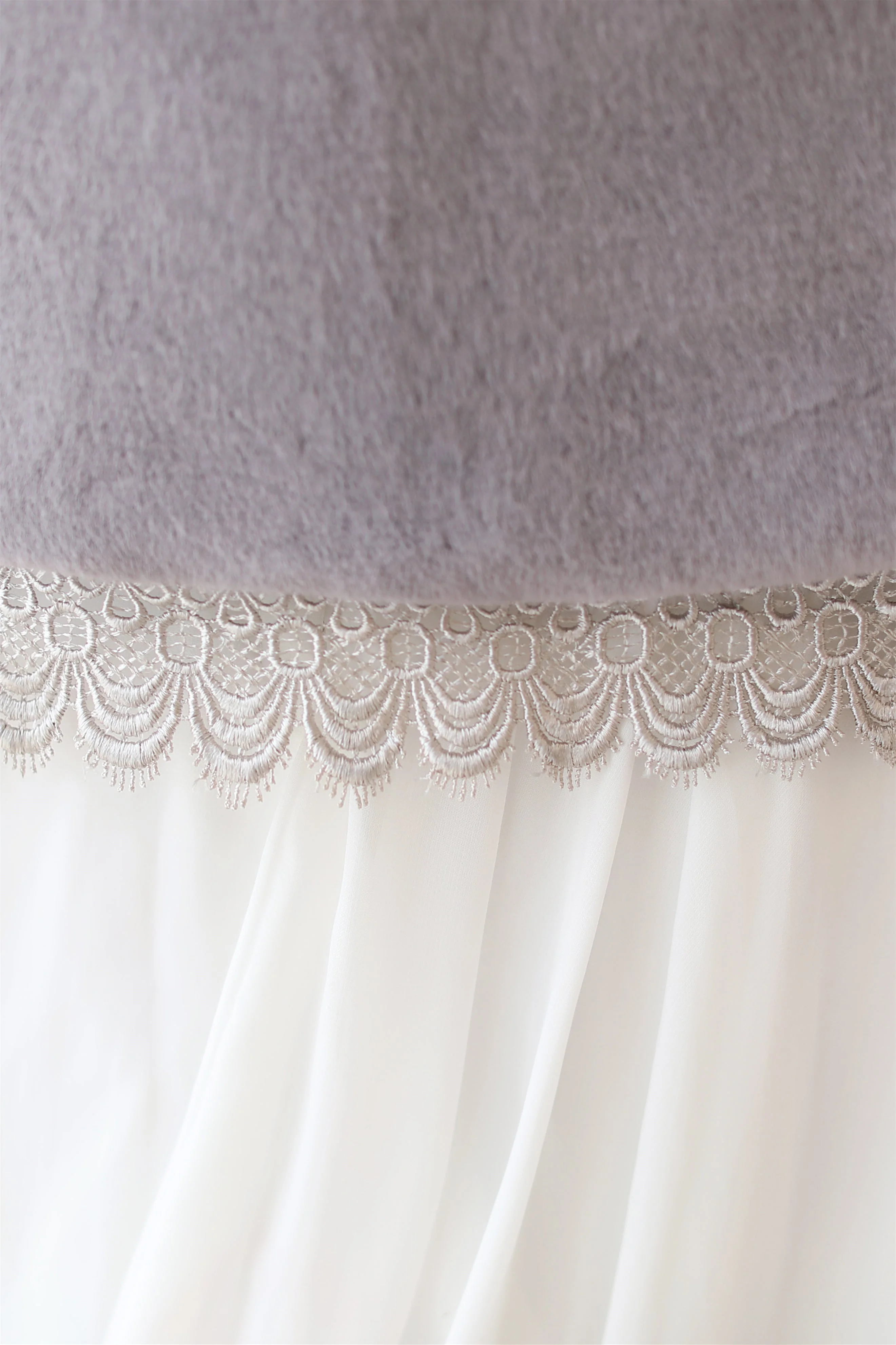 Gray Lace-Trimmed Warm Wedding Gown Shawl - Image 7