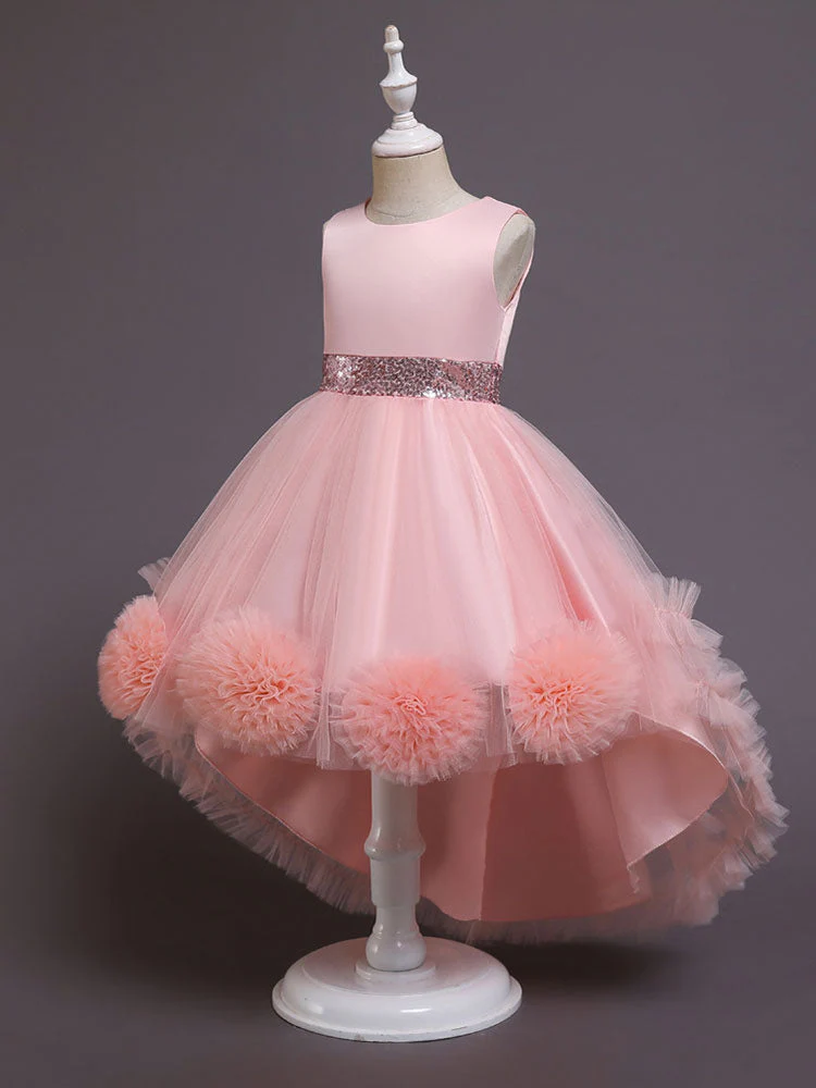 Green Jewel Neck Sleeveless Bows Tulle Cotton Sequined Kids Party Dresses - Image 10