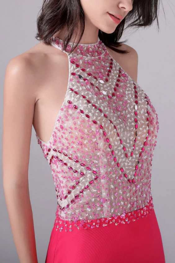 Halter Floor Length Sleeveless Backless Beading mother's dress - Image 3