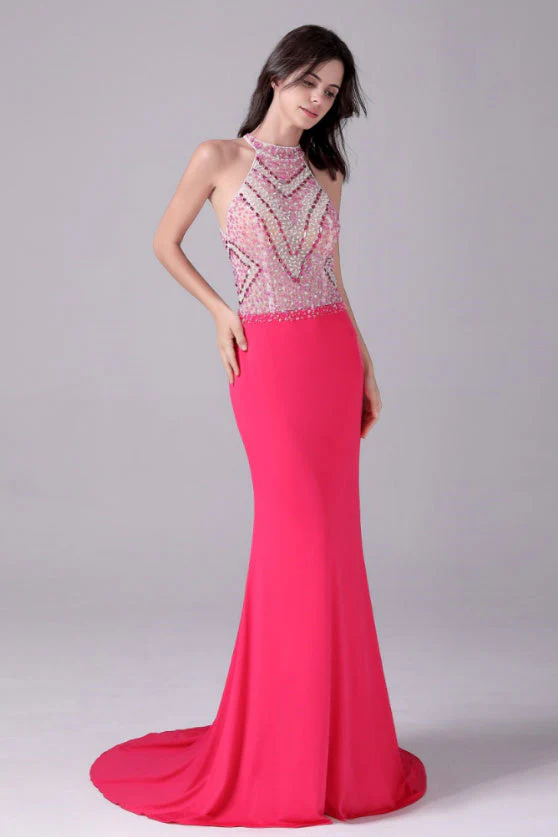 Halter Floor Length Sleeveless Backless Beading mother's dress - Image 6