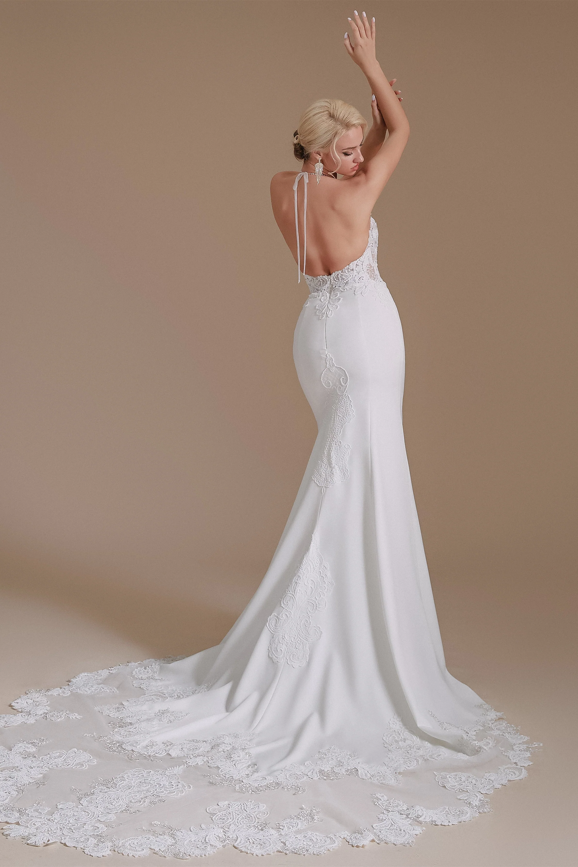 Halter Lace Applique Mermaid Wedding Dress | Ballbella Design - Image 2