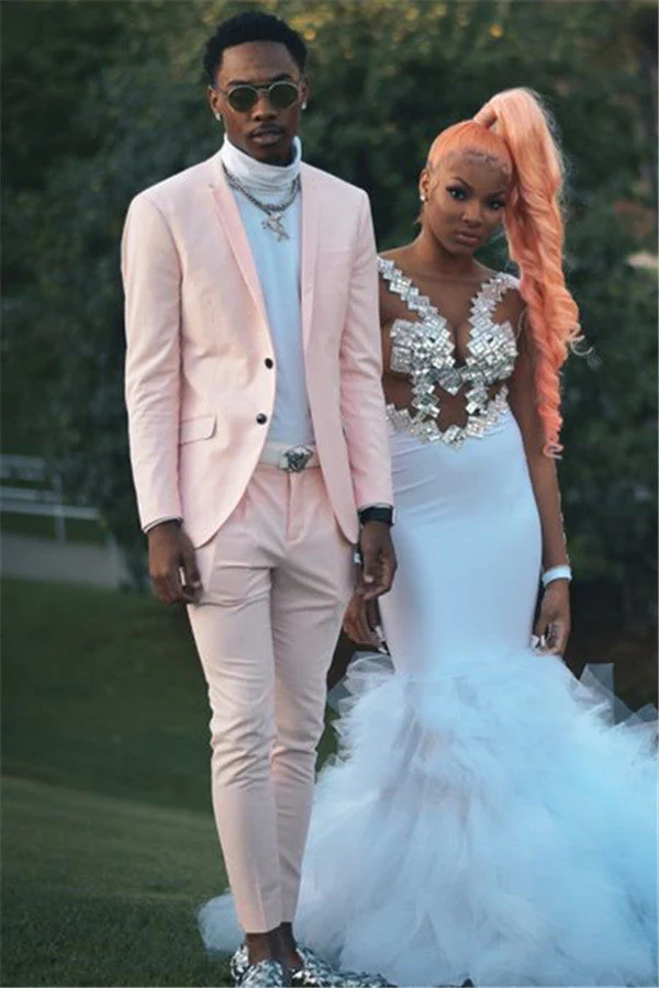 Fashion Pink Slim Fit Prom Men Suit - Image 2