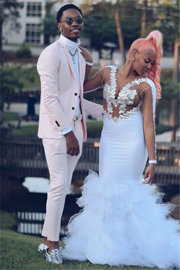 Fashion Pink Slim Fit Prom Men Suit - Image 3
