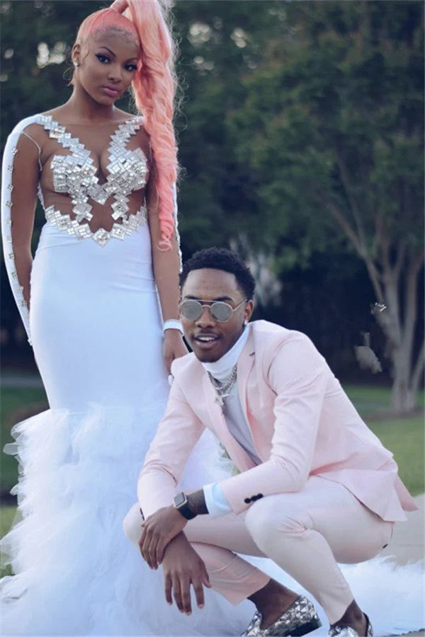 Fashion Pink Slim Fit Prom Men Suit - Image 4