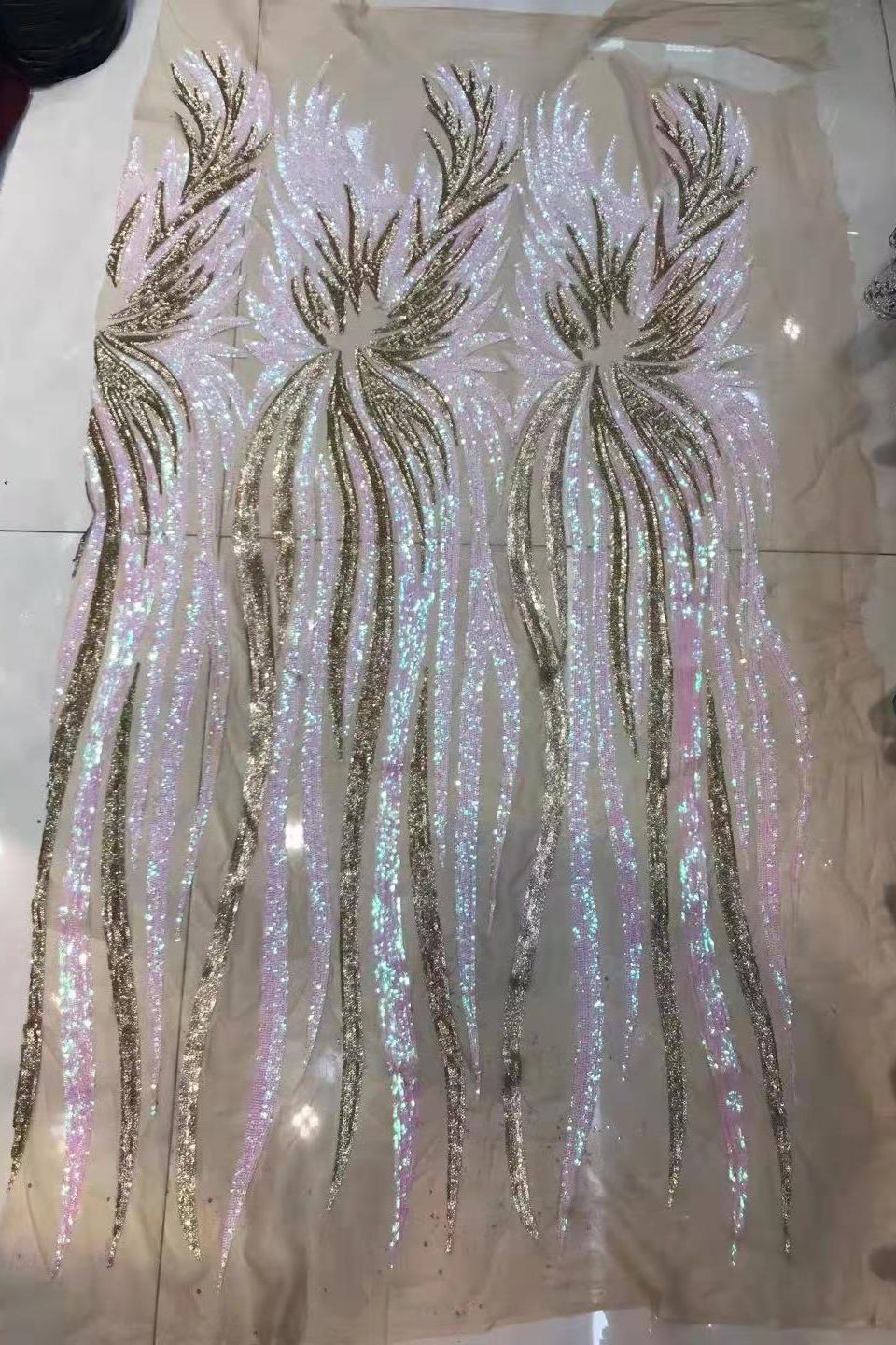 Illusion neck Long Sleeves Luxurious Fur Sequin Mermaid Prom Party Gowns - Image 3