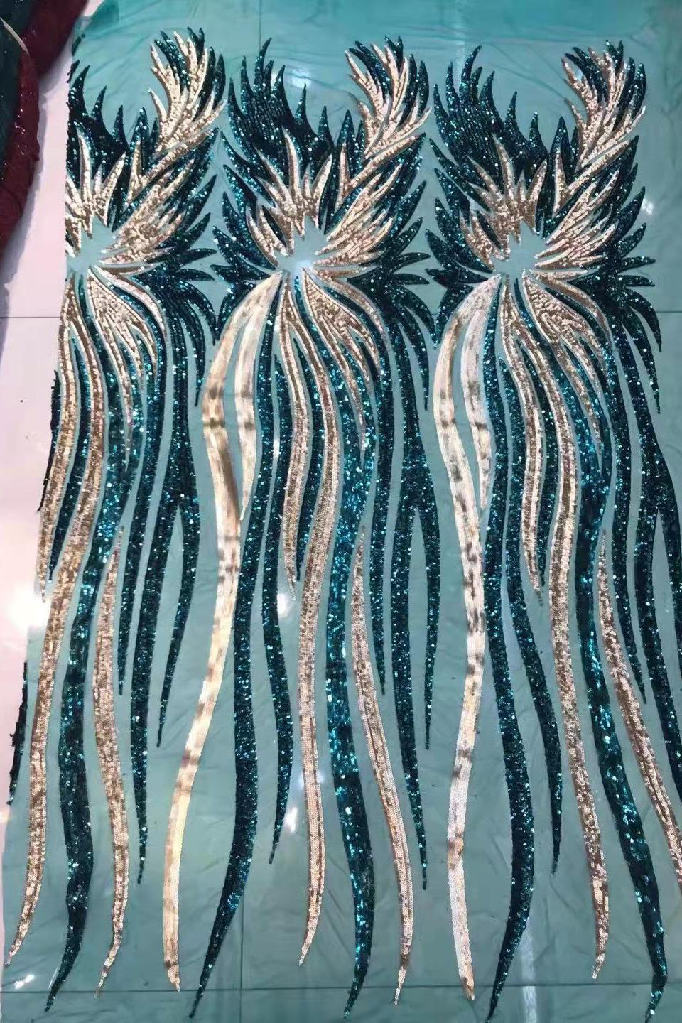 Illusion neck Long Sleeves Luxurious Fur Sequin Mermaid Prom Party Gowns - Image 4
