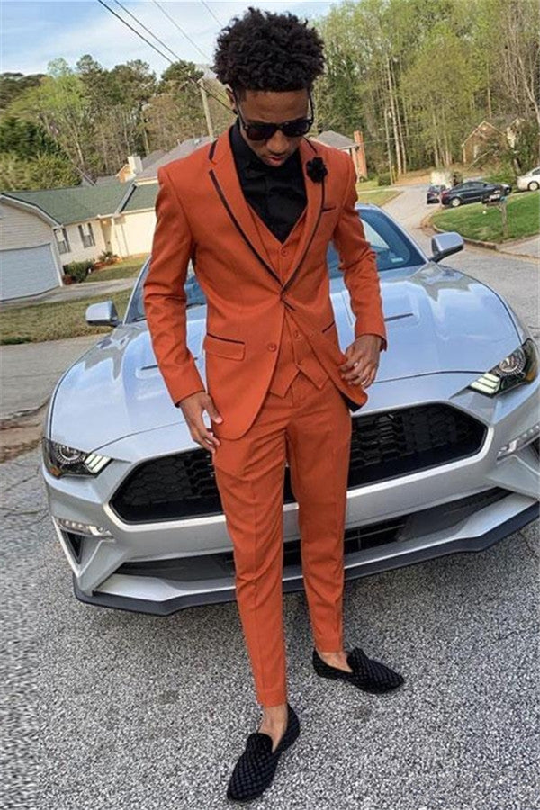 Issac Orange Three-Piece Slim Fit Prom Party Men Suits - Image 2