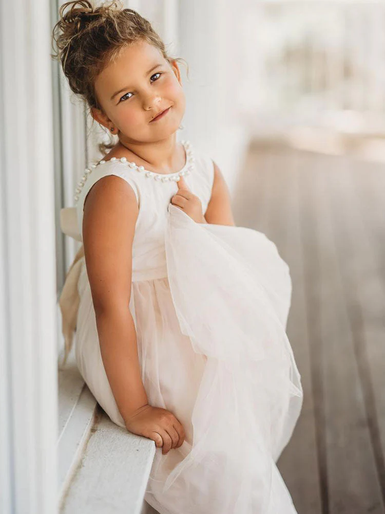 Ivory Jewel Neck Ankle-Length Butterfly Formal Kids Pageant flower girl dresses - Image 6