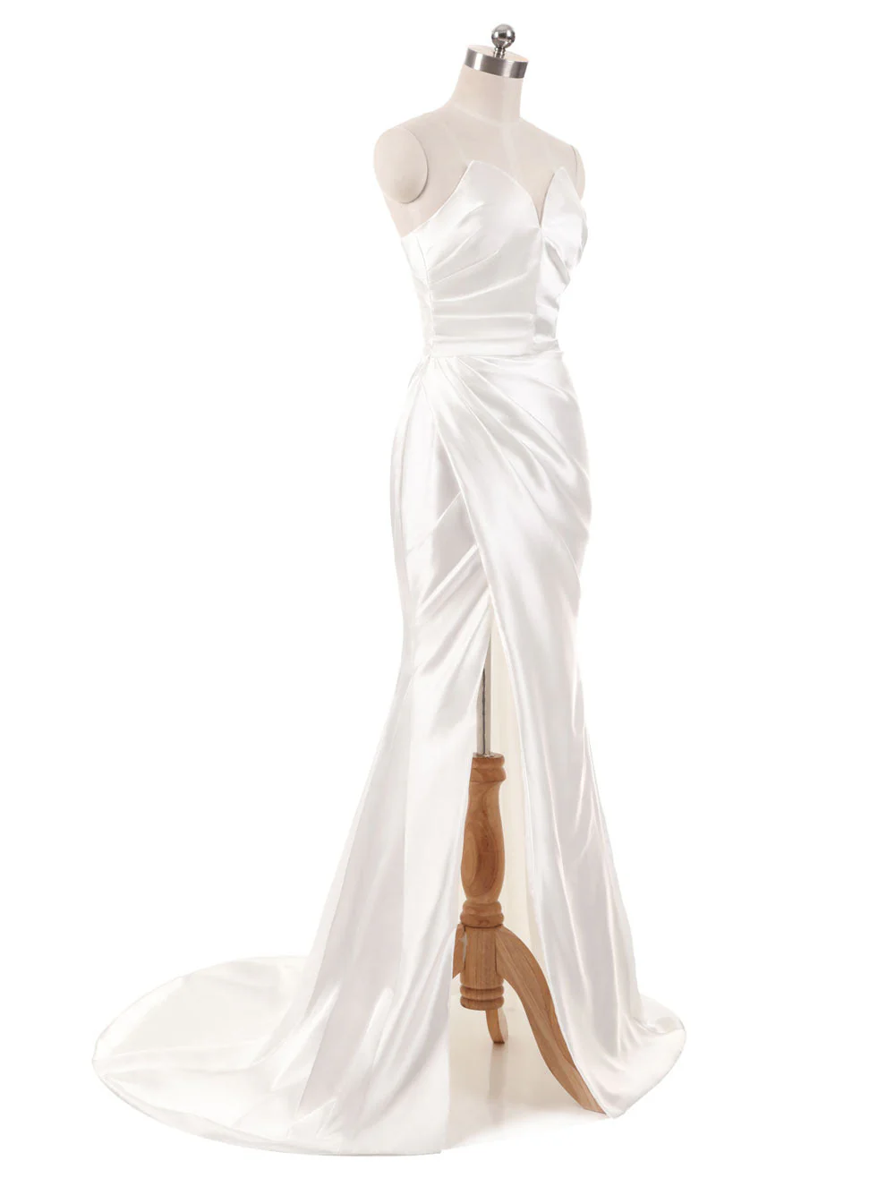 Stunning Ivory Wedding Dresses Strapless Mermaid Evening Dresses V Neck Sleeveless Split Beach Bridal Gown With Court Train - Image 2