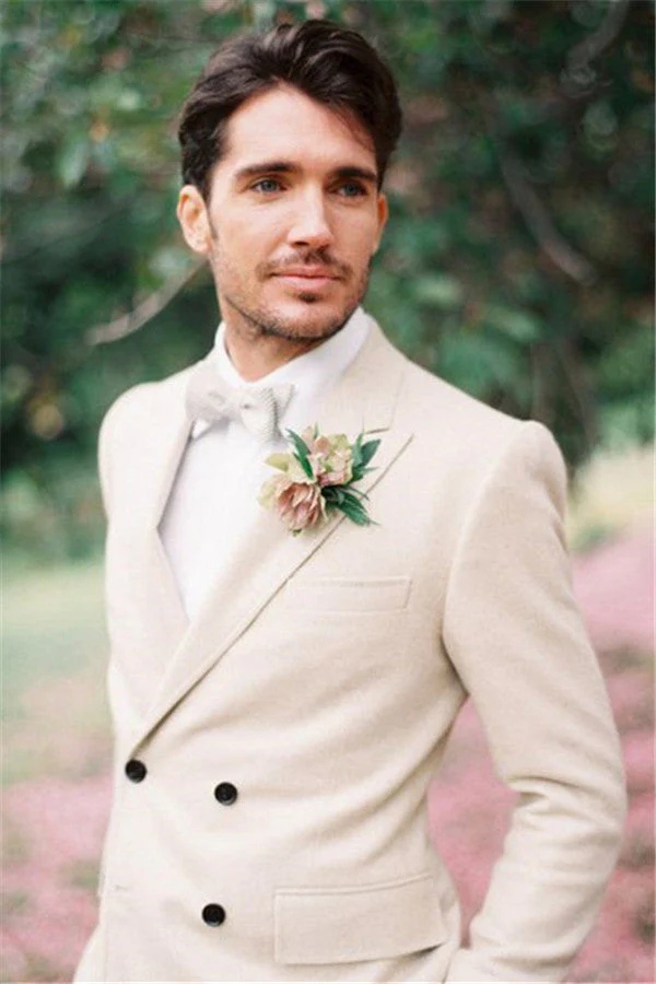 Ivory Wedding Tuxedos For Groom Two-pieces Set Groomsmen Best Man Suit groom - Image 3