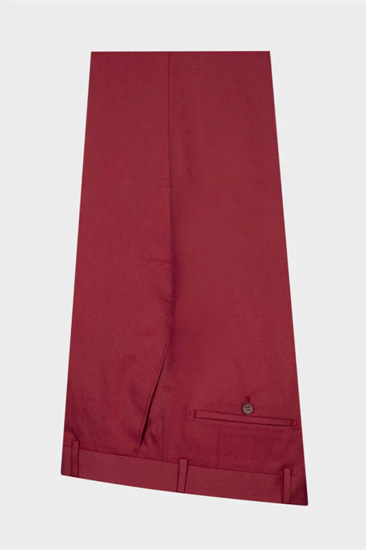 Chic Red Peaked Lapel Slim Fit Prom Suits for Men - Image 2