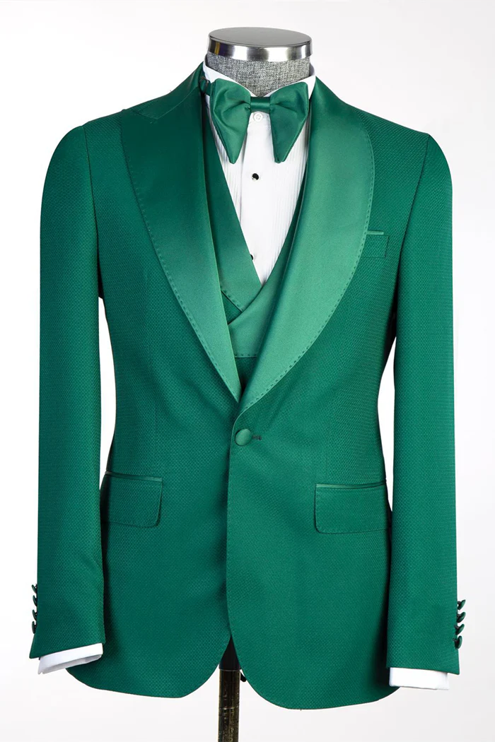 Jade Peaked Lapel 3-Piece Prom Suit - Image 2