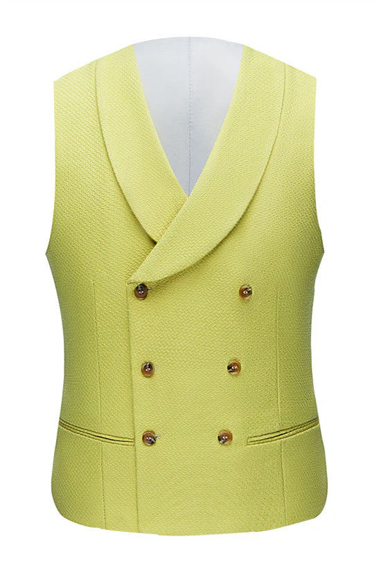 Yellow Three Pieces Peaked Lapel Designer Prom Suits for Men - Image 2