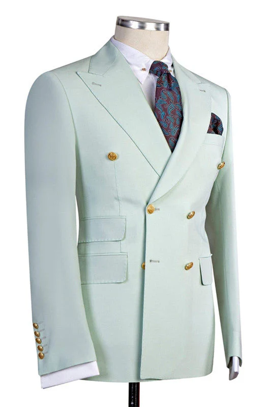 Chic Classic Bespoke Double Breasted Peaked Lapel Men's Prom Suits - Image 2
