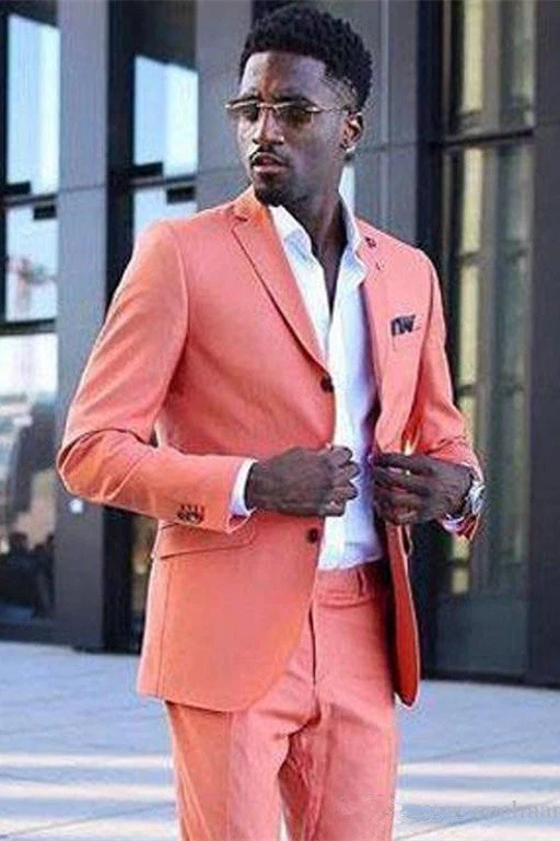 Classy Coral Classic Notched Lapel Slim Fit Men Suits - Image 2