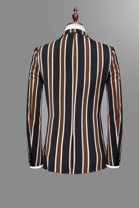 Classic Black Striped Men Suits for Prom - Image 2