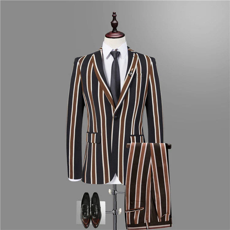 Classic Black Striped Men Suits for Prom - Image 3