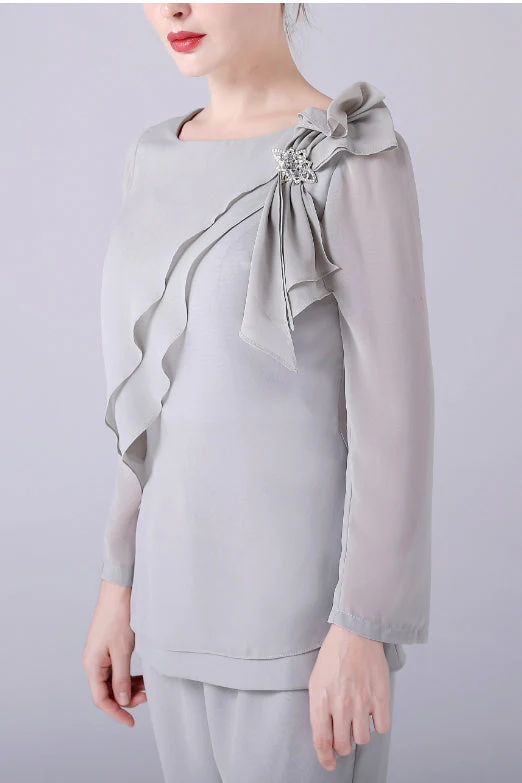 Jewel long sleeves handmadeflower mother's suit - Image 4