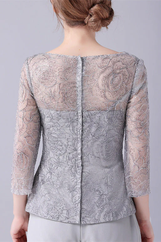 Jewel long sleeves lace boeknot mother's suit - Image 3