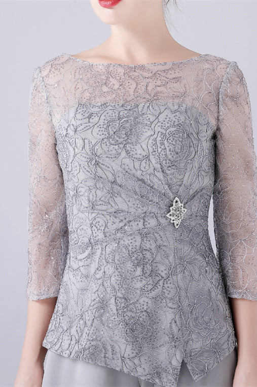 Jewel long sleeves lace boeknot mother's suit - Image 5