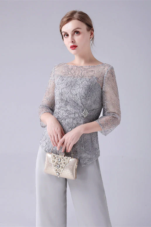 Jewel long sleeves lace boeknot mother's suit - Image 7