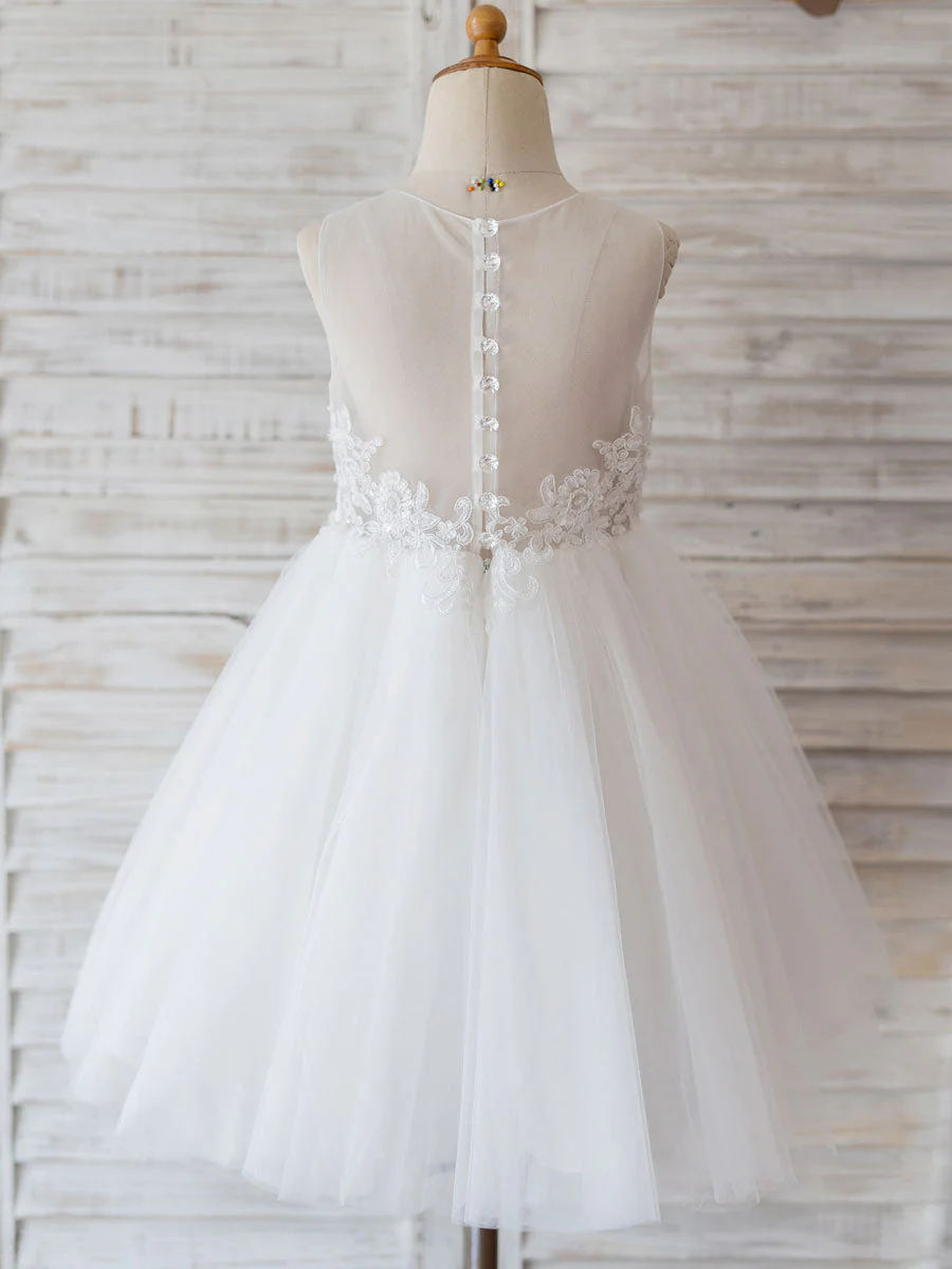Jewel Neck Lace Sleeveless Short Princess Beaded Kids Social Party Dresses - Image 2