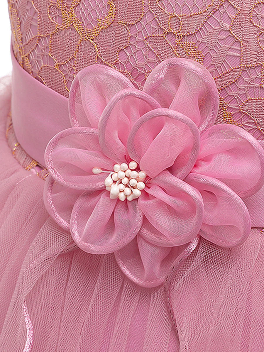 Jewel Neck Polyester Cotton Sleeveless Short Princess Beaded Kids Party Dresses - Image 7