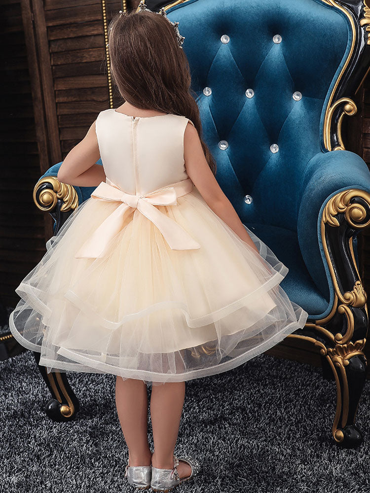 Jewel Neck Polyester Sleeveless Short Ball Gown Bows Kids Social Party Dresses - Image 8