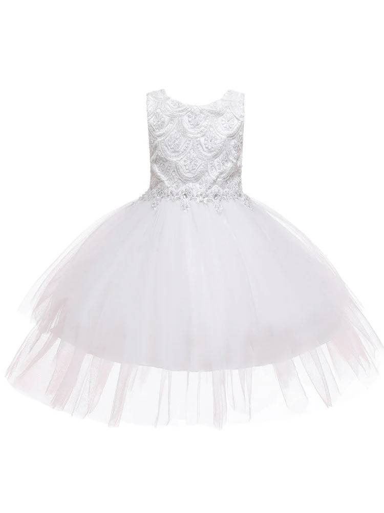 Jewel Neck Sleeveless Bows Formal Kids Pageant flower girl dresses - Image 5