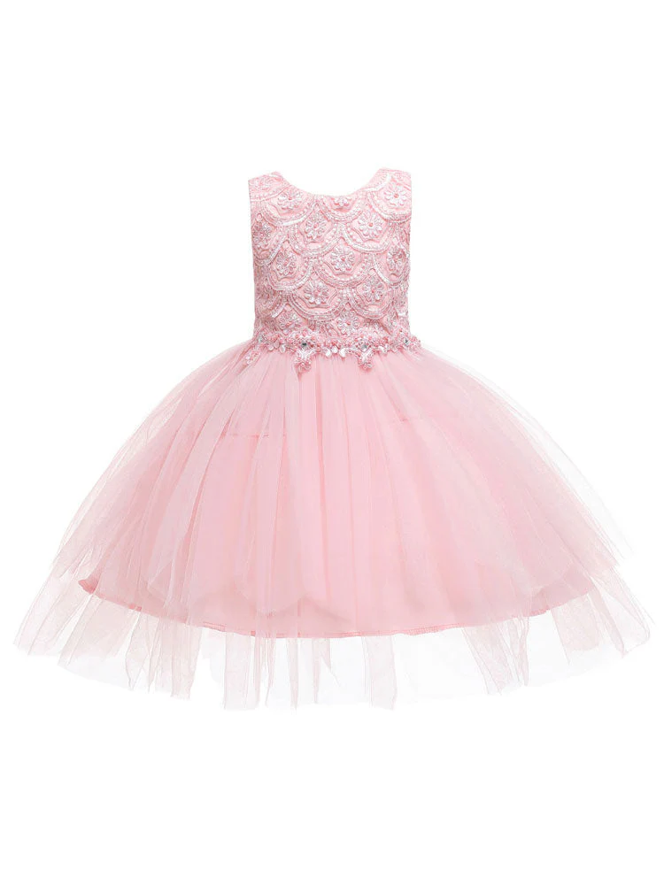 Jewel Neck Sleeveless Bows Formal Kids Pageant flower girl dresses - Image 6
