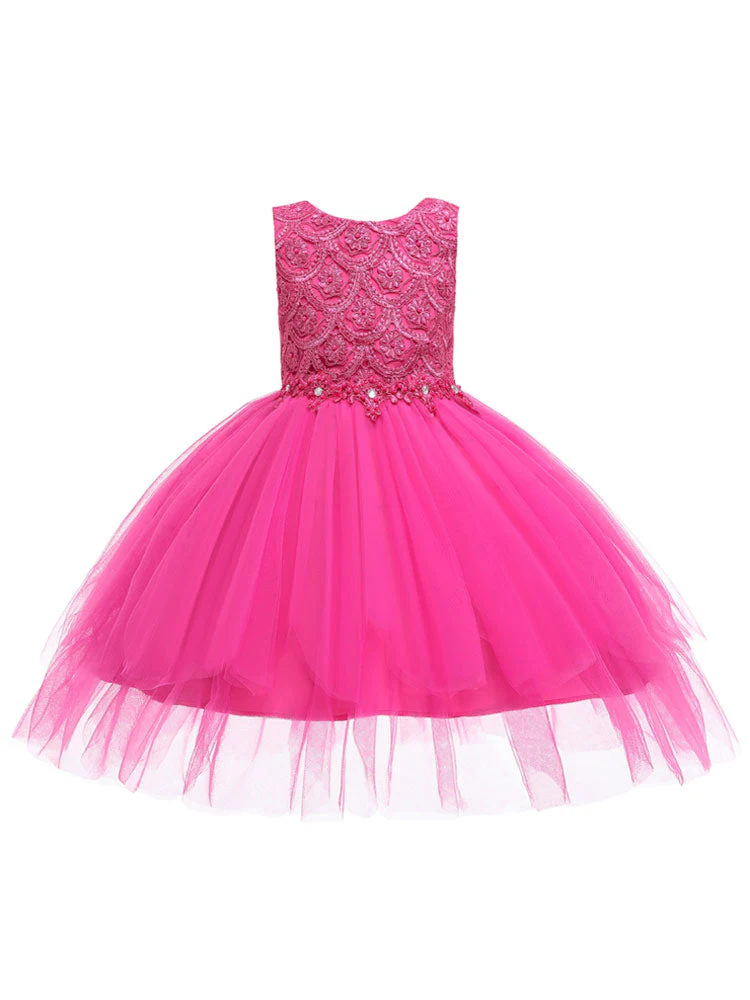 Jewel Neck Sleeveless Bows Formal Kids Pageant flower girl dresses - Image 7