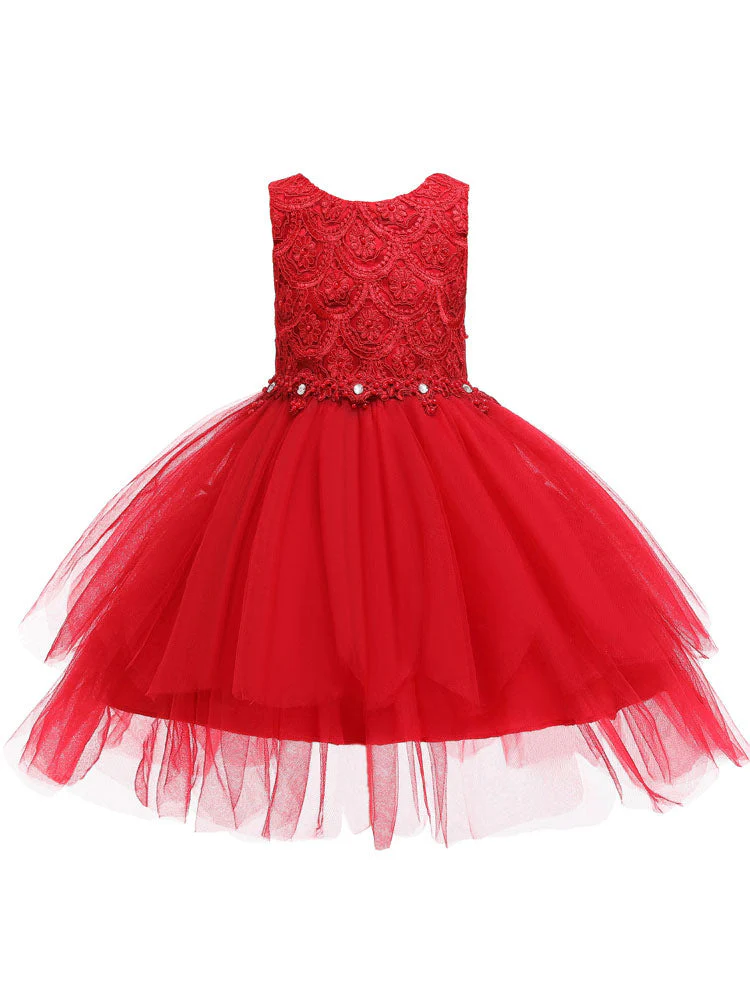 Jewel Neck Sleeveless Bows Formal Kids Pageant flower girl dresses - Image 8